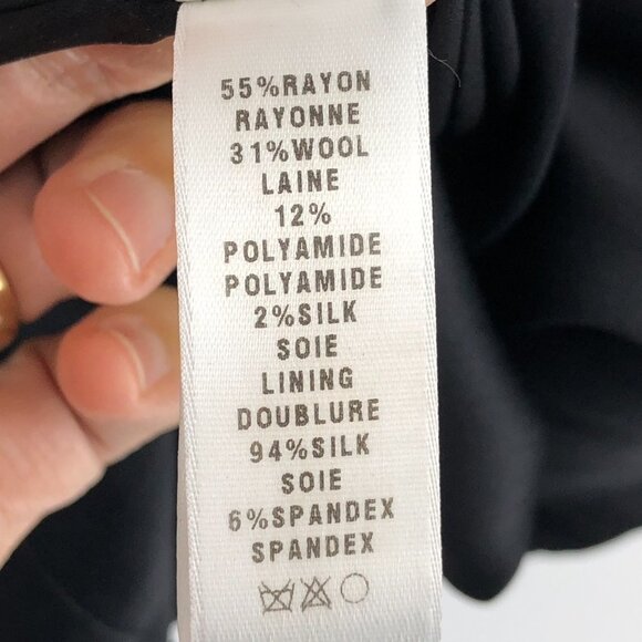 St John Black Textured Jewel Neck Pleated A-Line Short Sleeve Dress size ~S - Picture 11 of 16